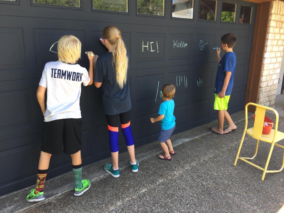 How To Create A Chalkboard For Exterior Surfaces With Chalkboard Paint   Chalkboard Garagedoor 4 