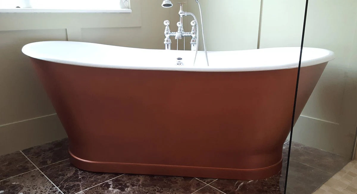 Liquid Copper metallic paint on bathtub