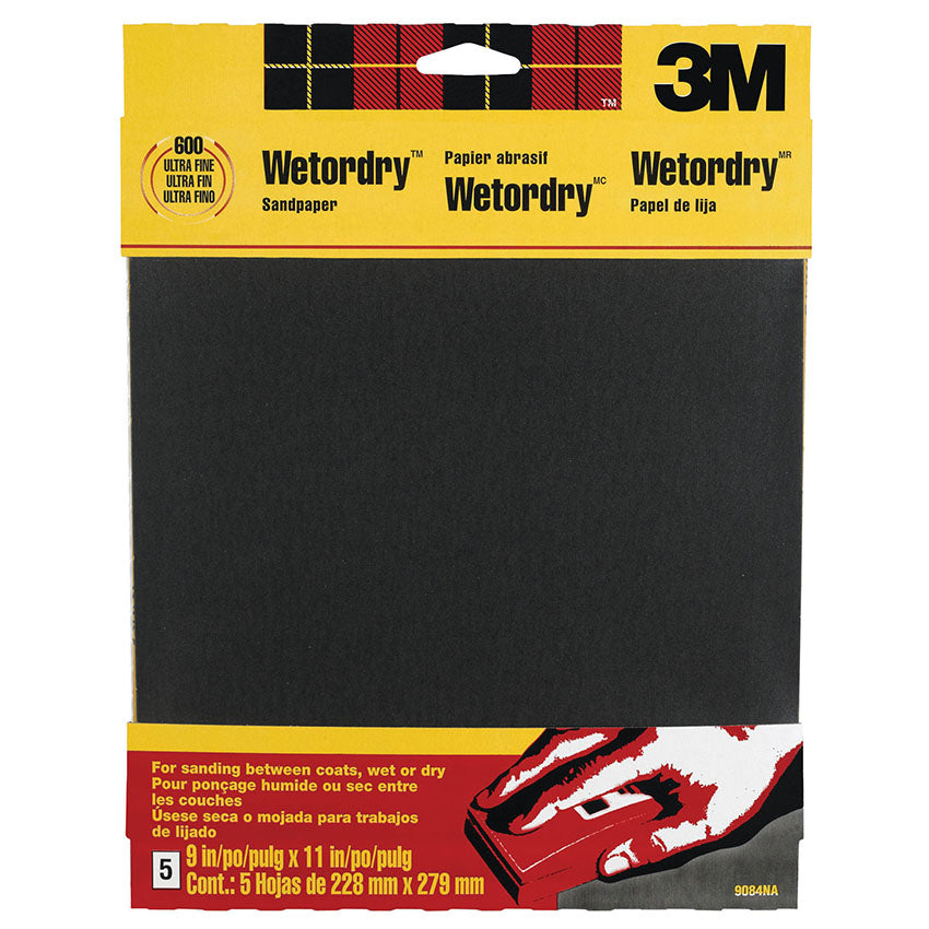 3M Sandpaper, 600-Grit Ultra Fine, 5-Pack [719-419]